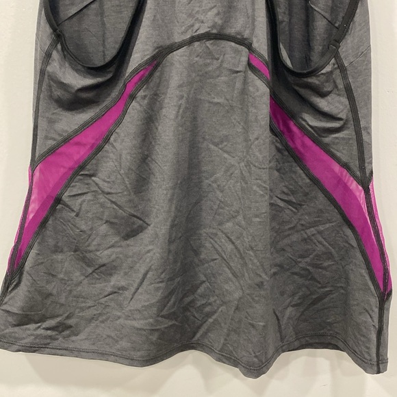 MICHI L Gray Purple Low Cut Mesh Performance Tank Workout Athleisure Designer - Picture 15 of 15